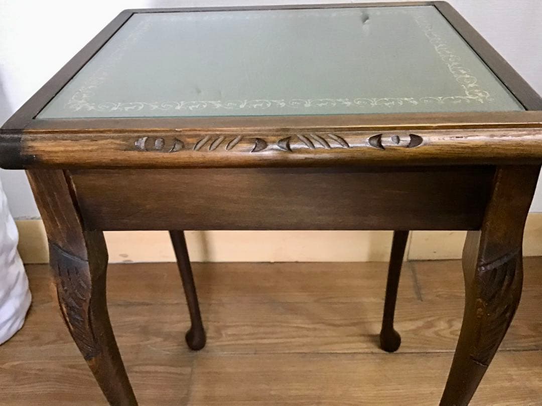 管116☆イギリス製☆アンティーク☆ウォールナット☆ネストテーブル☆天板ガラス付