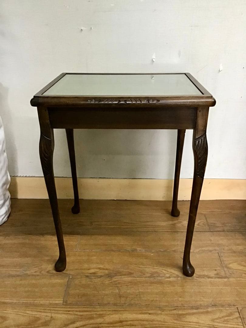 管116☆イギリス製☆アンティーク☆ウォールナット☆ネストテーブル☆天板ガラス付