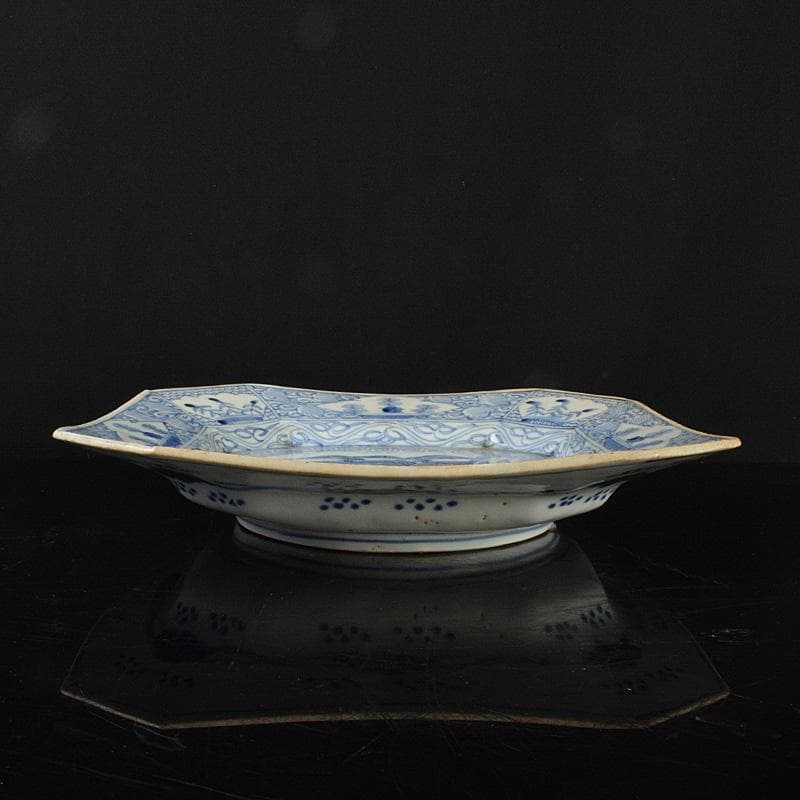 伊万里焼　古伊万里　染付皿山水文八角皿　C　R6374F