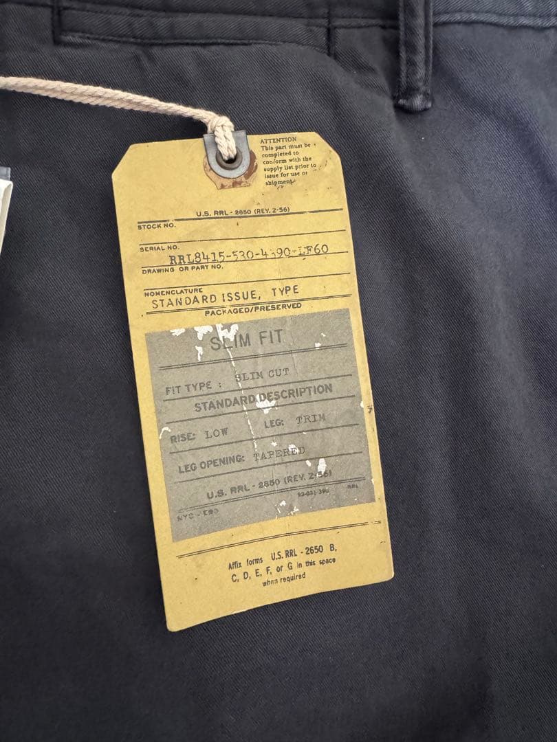RRLブラック ガーメントダイ オファサーズ トラウザー 墨黒 33/32 新品