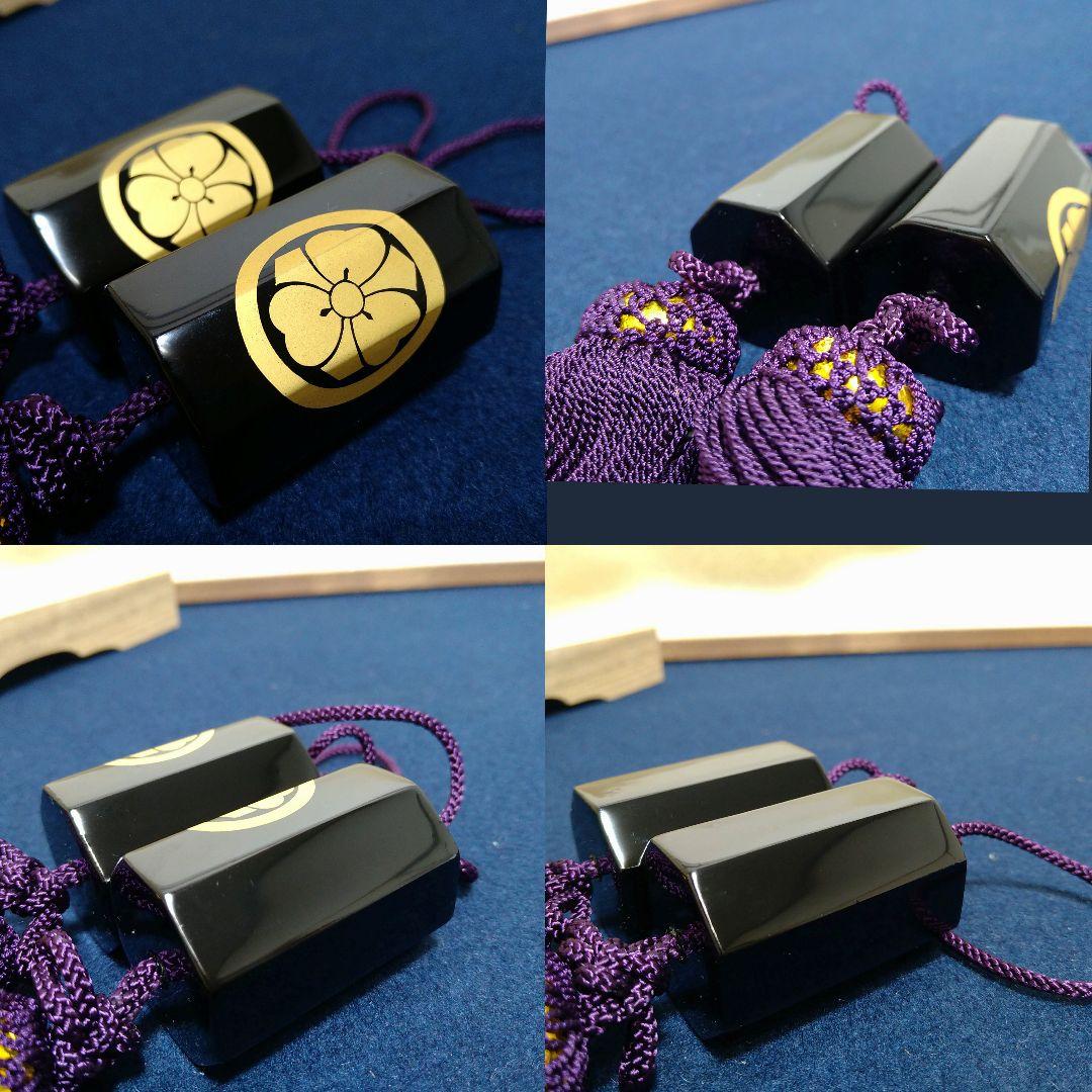 AJ60 風鎮 輪島塗 木製漆塗 八角形 蒔絵家紋 木箱 栞付 未使用