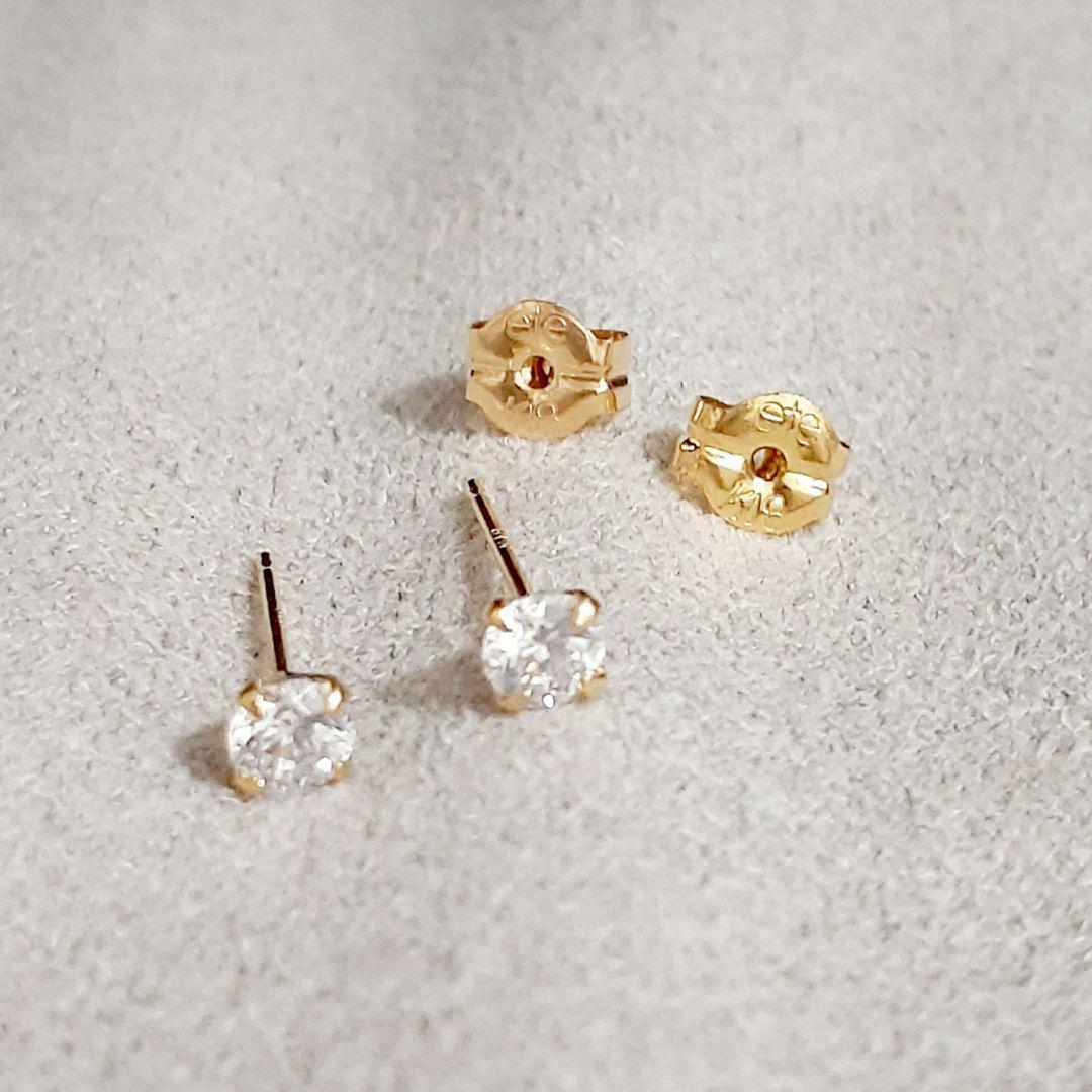 エテ K18YG シンプル ピアス