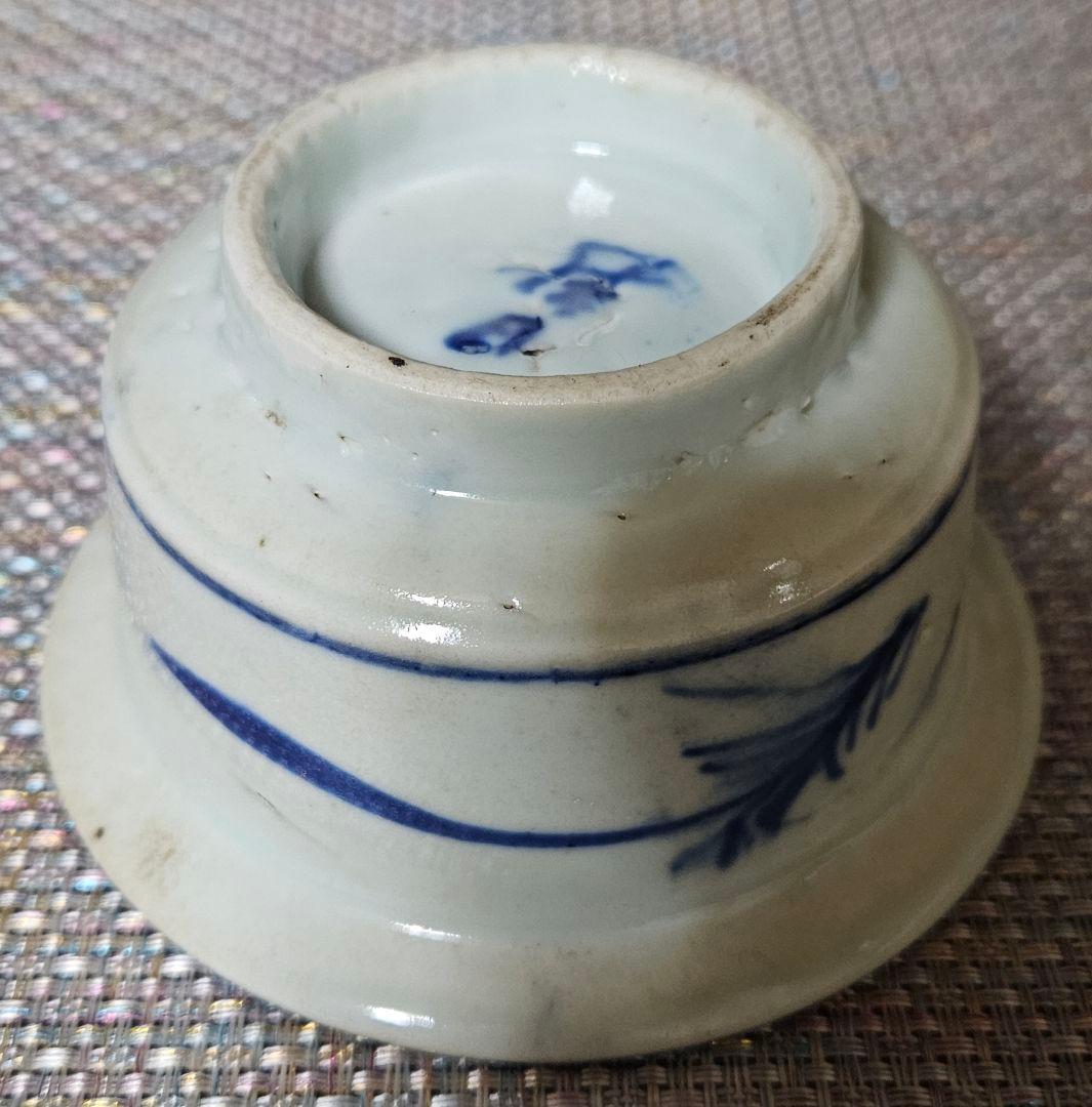 中国古美術　中国古陶磁器　古玩　明朝末期～清朝初期　青華　古染付　金魚図　広口鉢