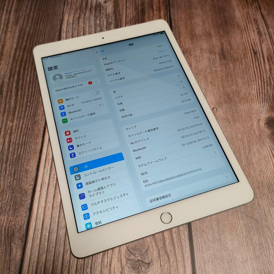 iPad 第7世代 32GB SIMフリー シルバー 美品