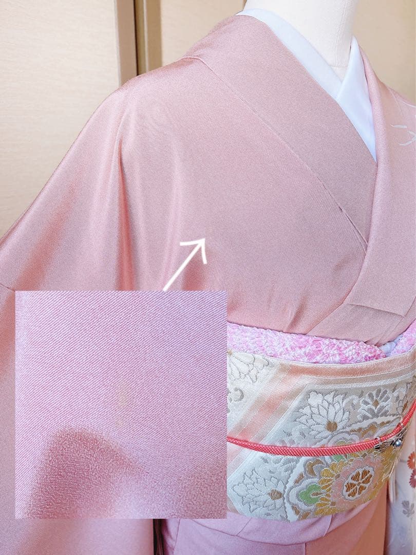 訪問着　一つ紋　フルセット　裄69 友禅 刺繍　卒業式　入学式　お宮参　袋帯 M