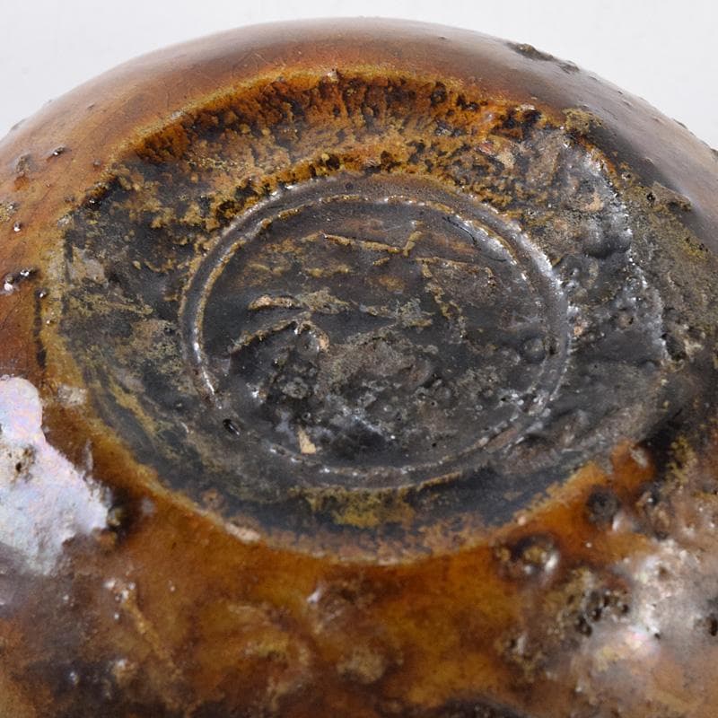 茶道具　大樋焼　菊形　香合　時代箱　N　7468