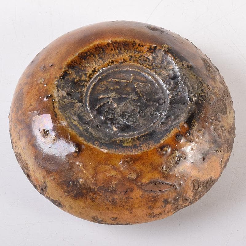 茶道具　大樋焼　菊形　香合　時代箱　N　7468