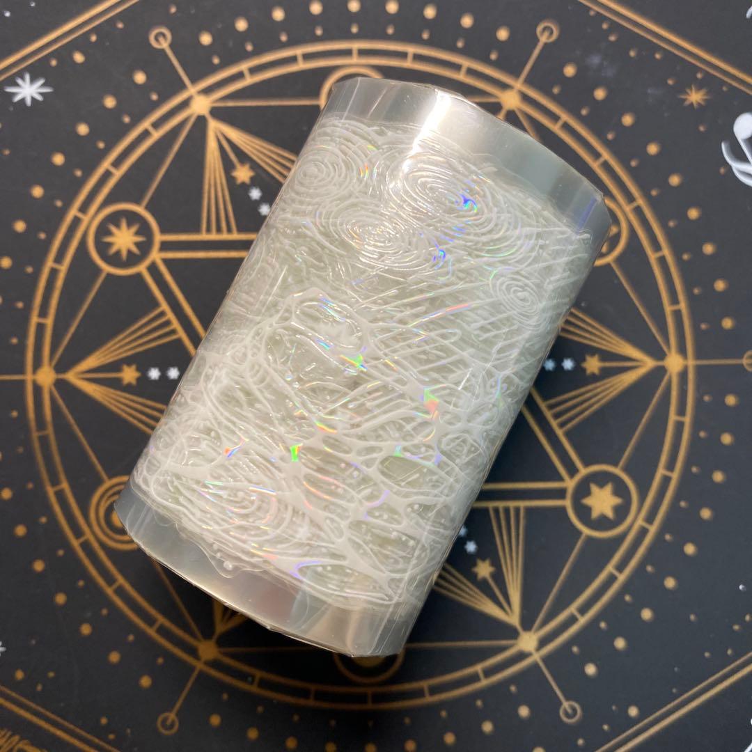 【9083】海外　マステ　5m巻　貝殻光カッティング　水波紋　波跡　半透明装飾系