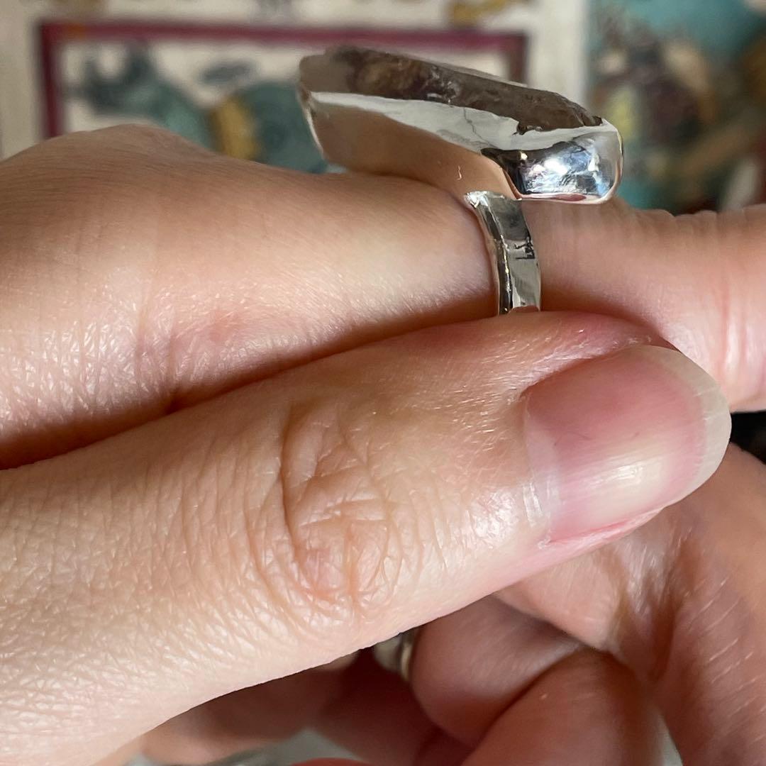 ハンドメイド　シルバー925 　シルバーリング オイルインクォーツ