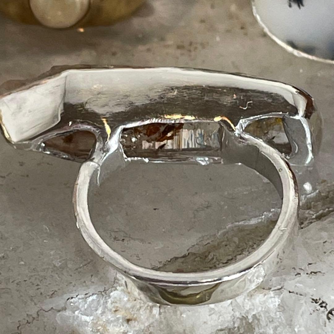 ハンドメイド　シルバー925 　シルバーリング オイルインクォーツ