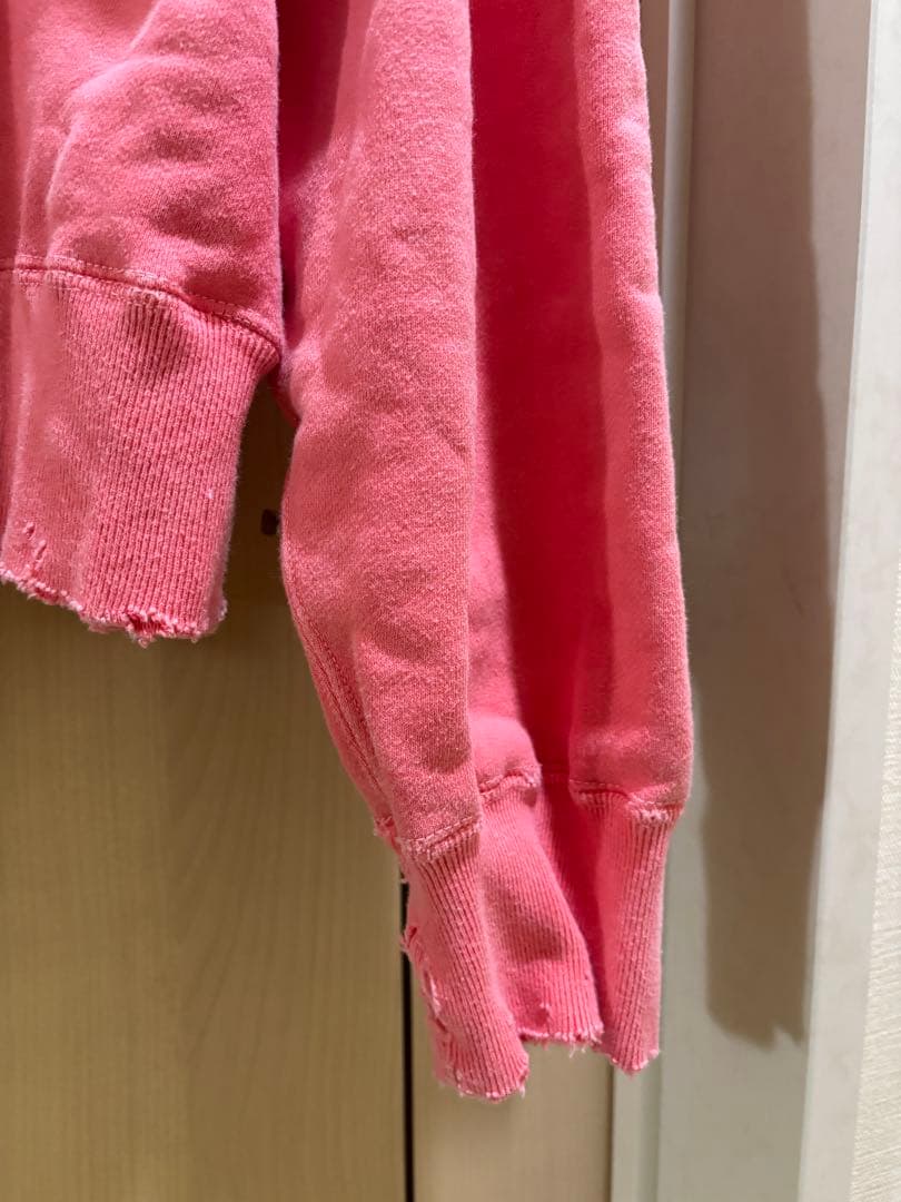 トップス ANCELLM DAMAGE HOODIE - RED