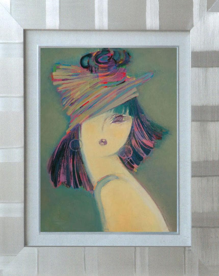 油絵 絵 絵画 インテリア 額付(銀) F4-051613 人物 女性像