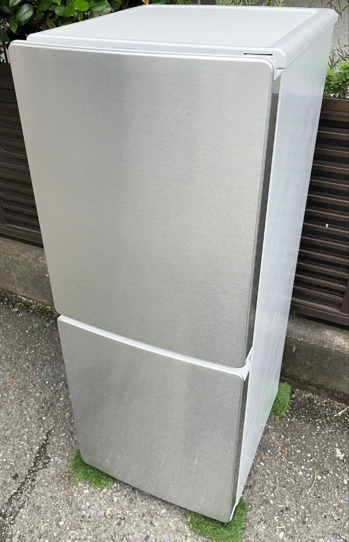 エルソニック冷凍冷蔵庫148L横縞模様ステンレス調自動霜取り機能付き19年製