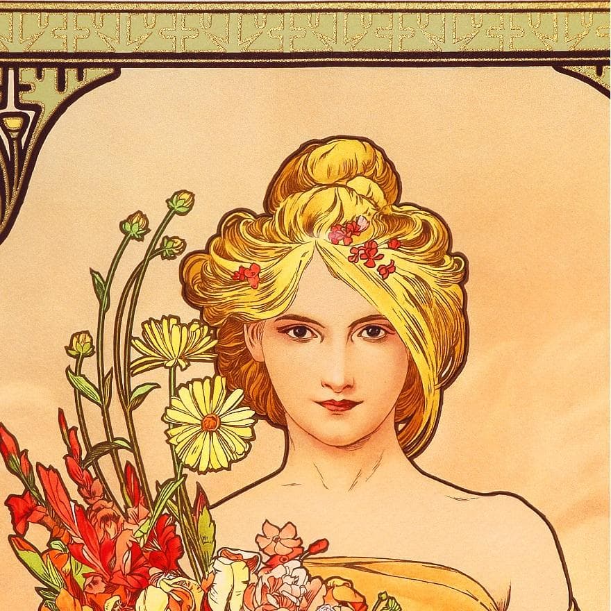 ★新品ミュシャ 限定300部版画 連作『春夏秋冬』4作品セット 財団エンボス入