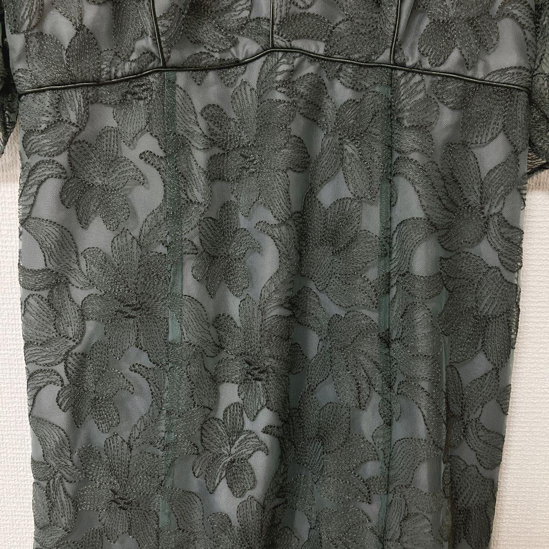 ジェロ　エメ　チュールエンブロイダリーレースパイピングパーティードレス　L