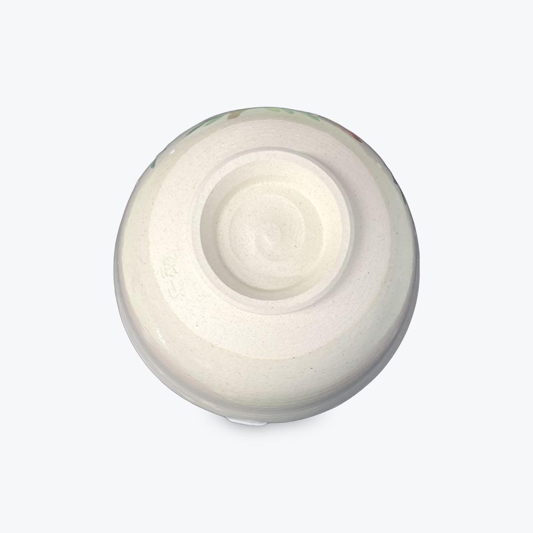 茶道具 茶碗 色絵 南天に雪うさぎ 東山 深山　抹茶茶碗　抹茶碗