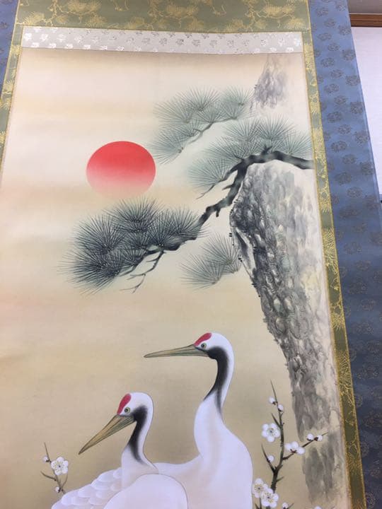 日本画太巻仕立て掛軸直筆画