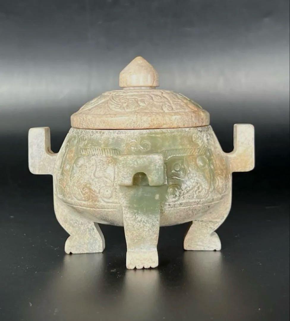 極上 古美術　玉香炉 中国清時代　重さ593g