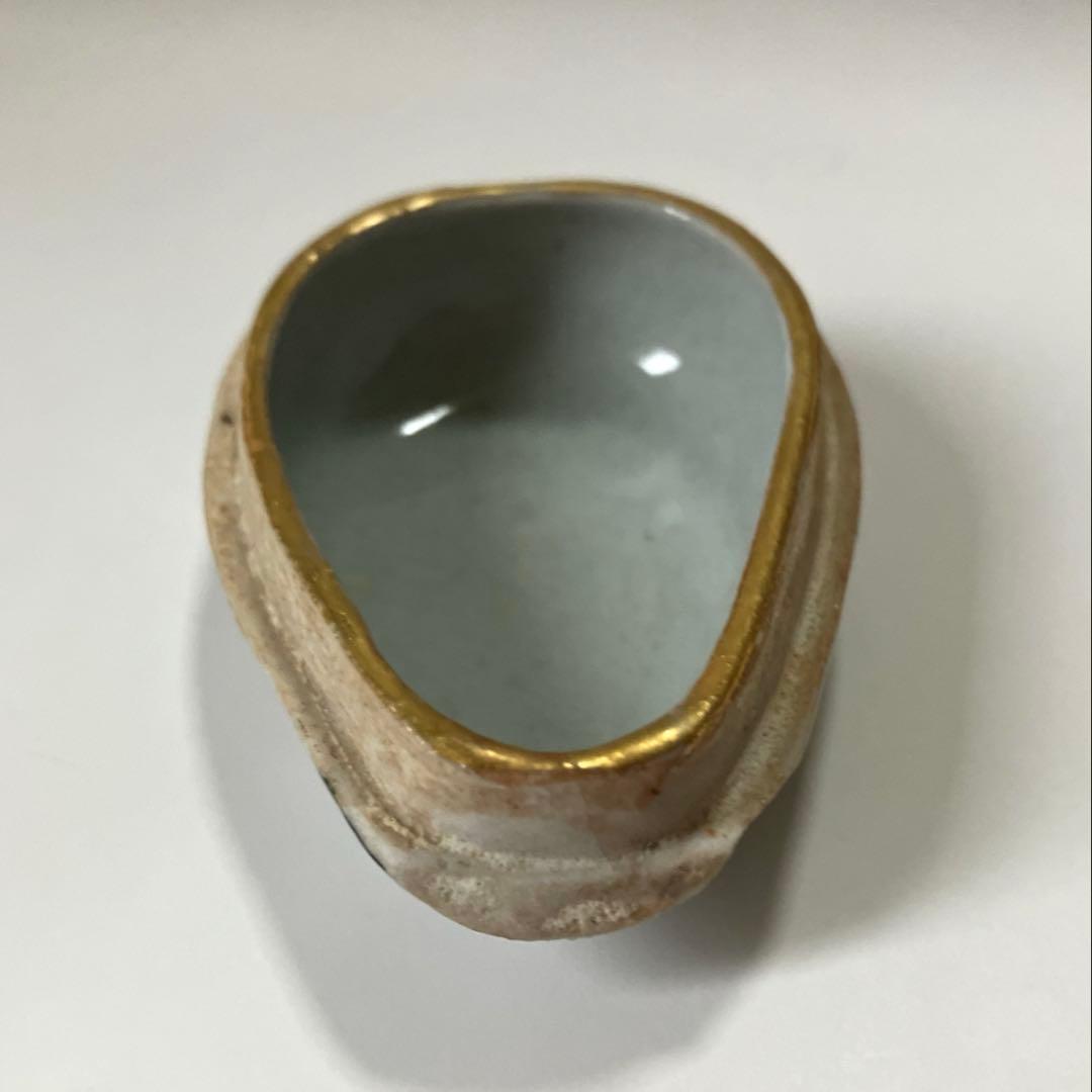 【茶道具】宮川香齋作 真葛焼 琵琶袋形香合 色絵金銀彩 真葛印 希少品