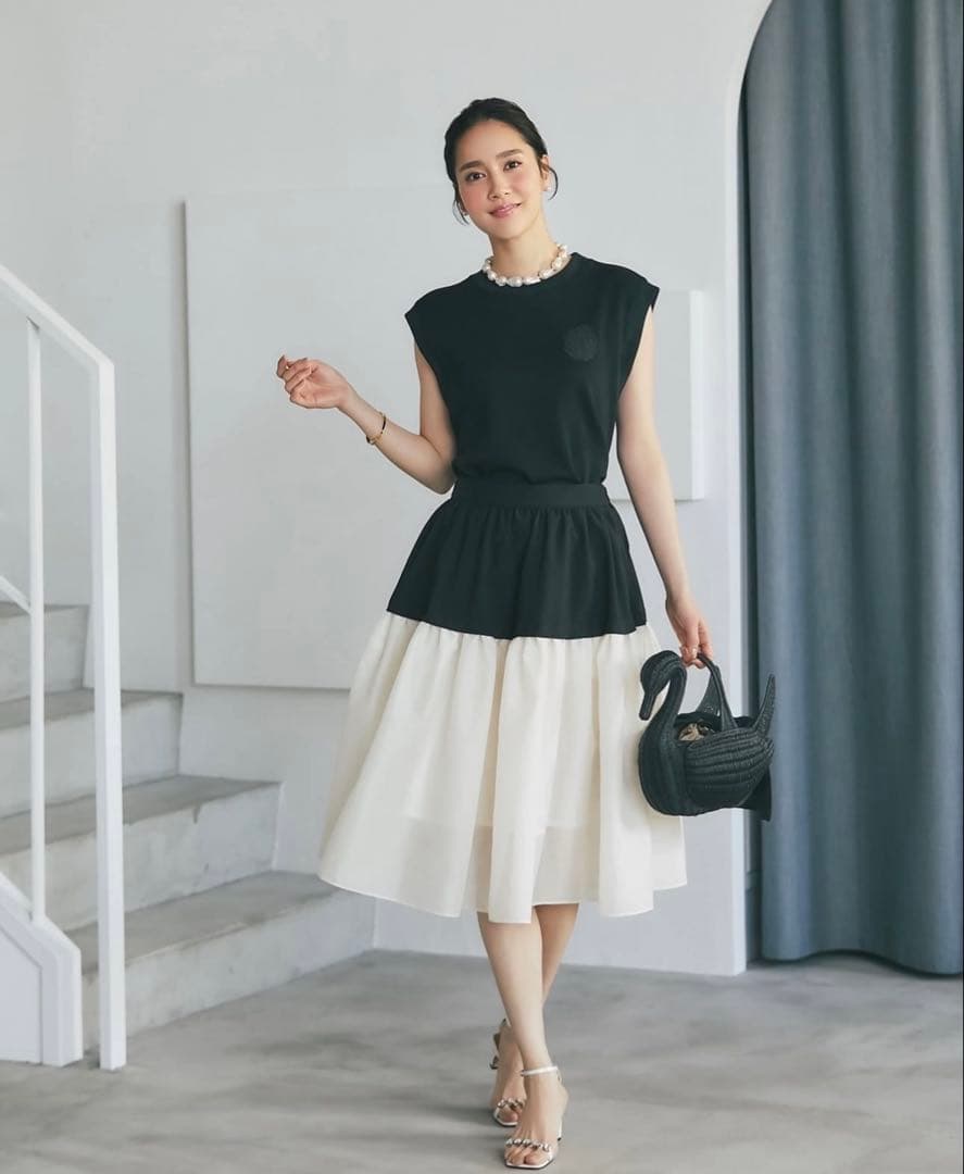 【新品タグ付き】セブンテン　リネンライクxシアースカート　S