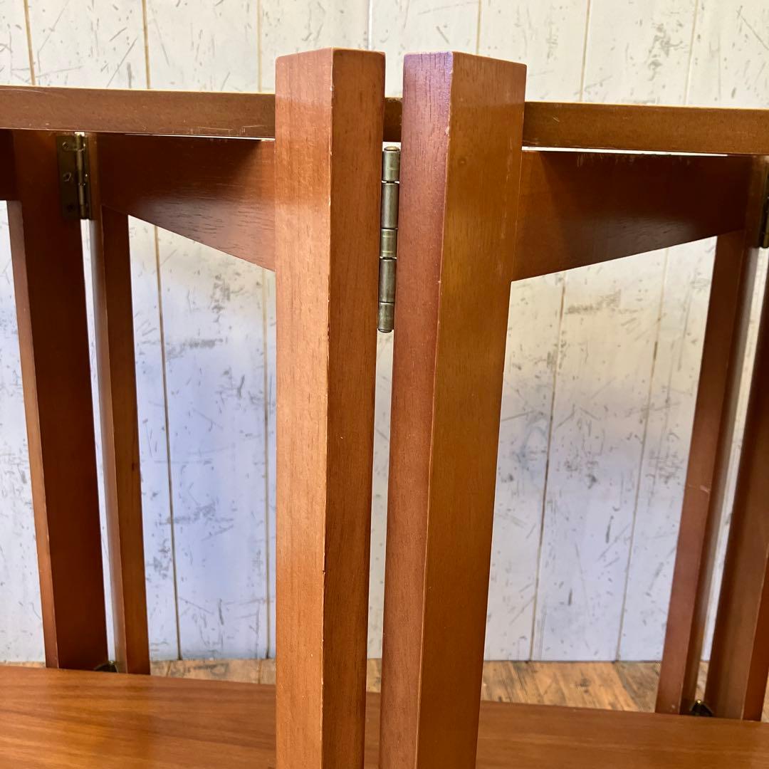 北欧レトロ オープンシェルフ ウッドラック 折りたたみ式 2段 木製 飾り棚