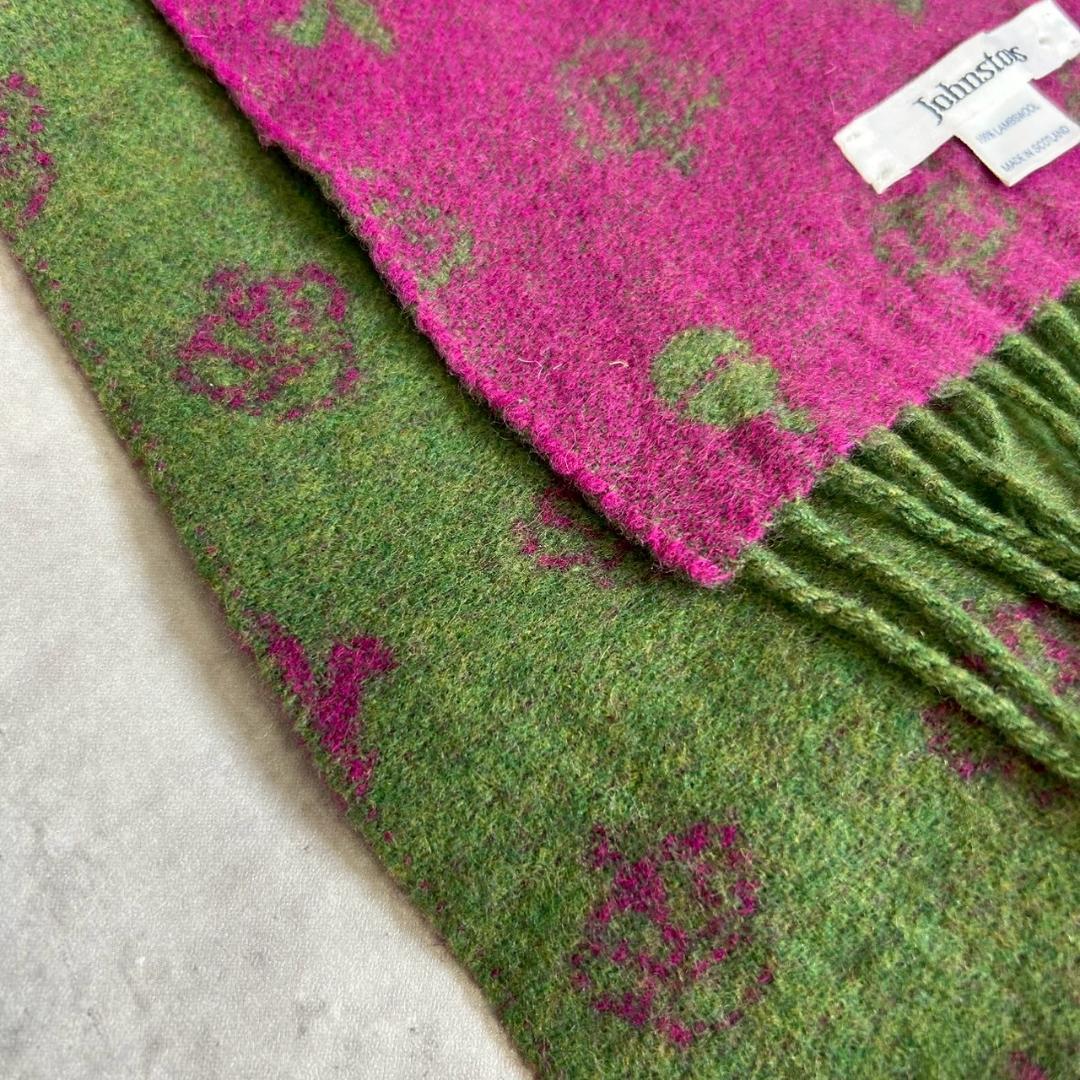 Johnstons　総柄 マフラー　スコットランド製 リバーシブル RG390