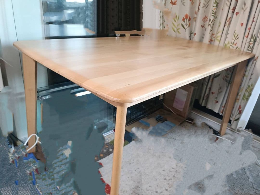 無垢材ニトリ幅135cmダイニングテーブル天然木