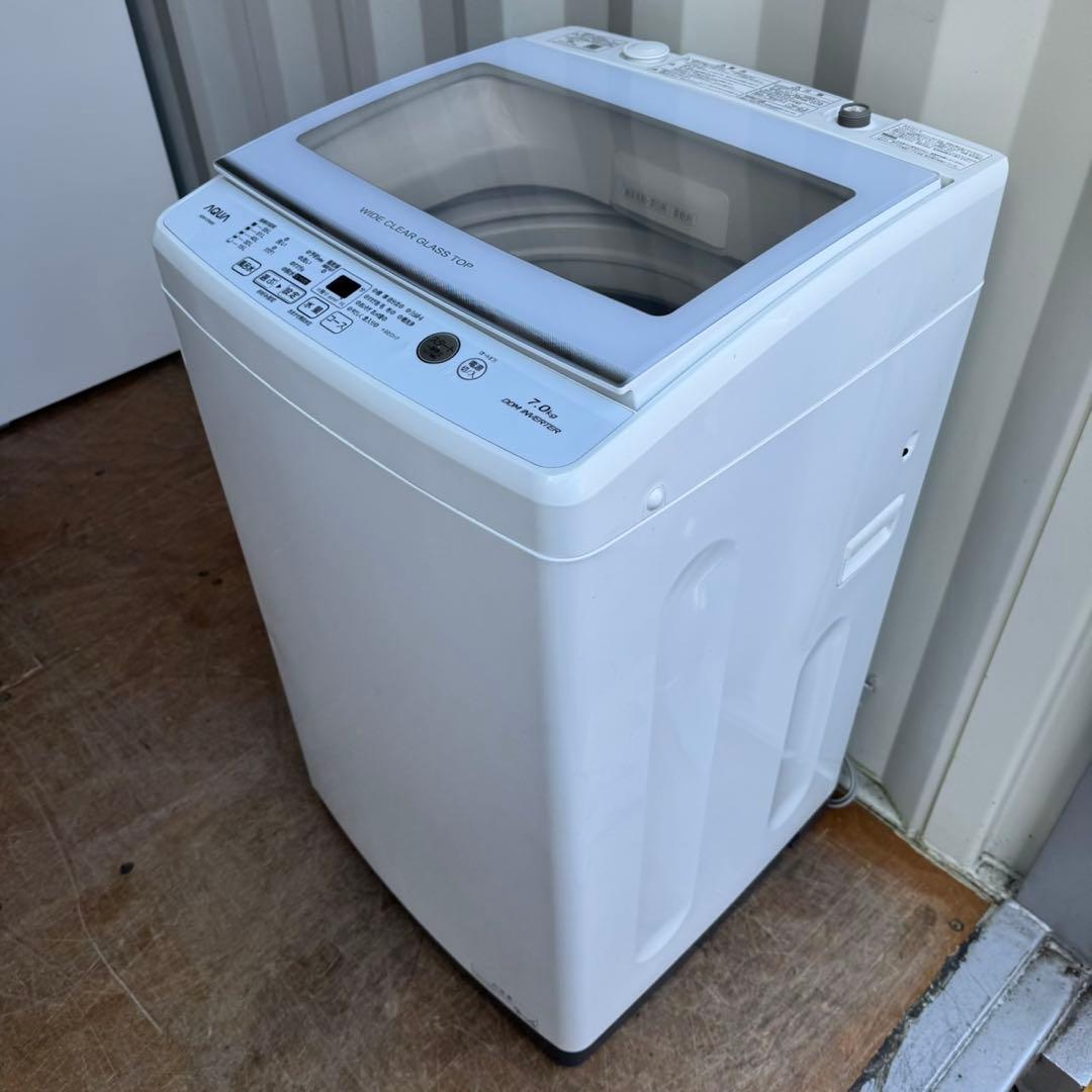 66⭐️2022年製★アクア　洗濯機 インバーター　7KG 一人暮らし　ガラス扉
