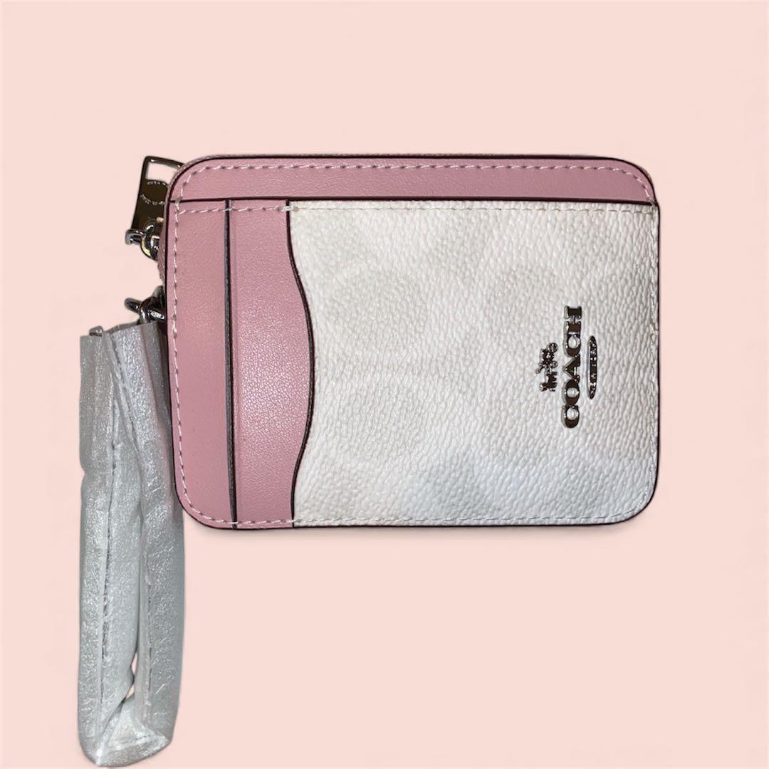 【新品】 COACH コーチ ケース カードケース 定期入れ 白 ピンク