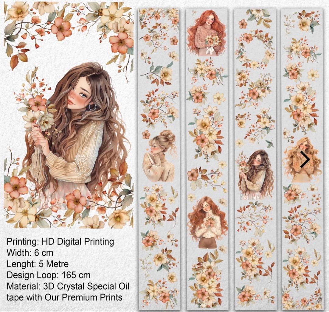 onwise マスキングテープ8個セット コラージュ 花 girl