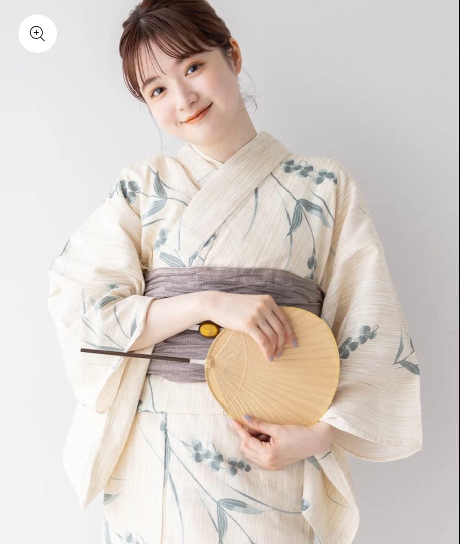 ゆかた館グレース 浴衣2点セット 兵児帯 クリーム グリーン 花柄 鈴蘭 生成