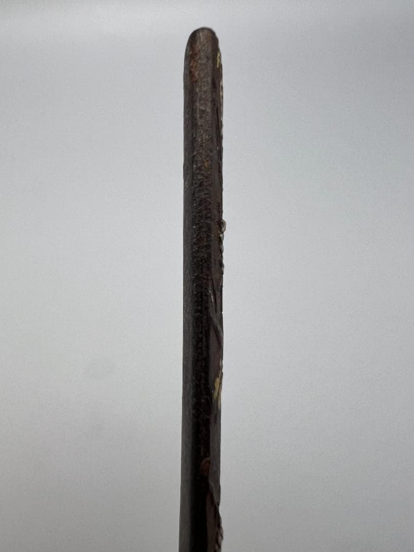 【海】刀装具　江戸期　鉄地　金銀象嵌色絵 秋草図 小柄　古金工