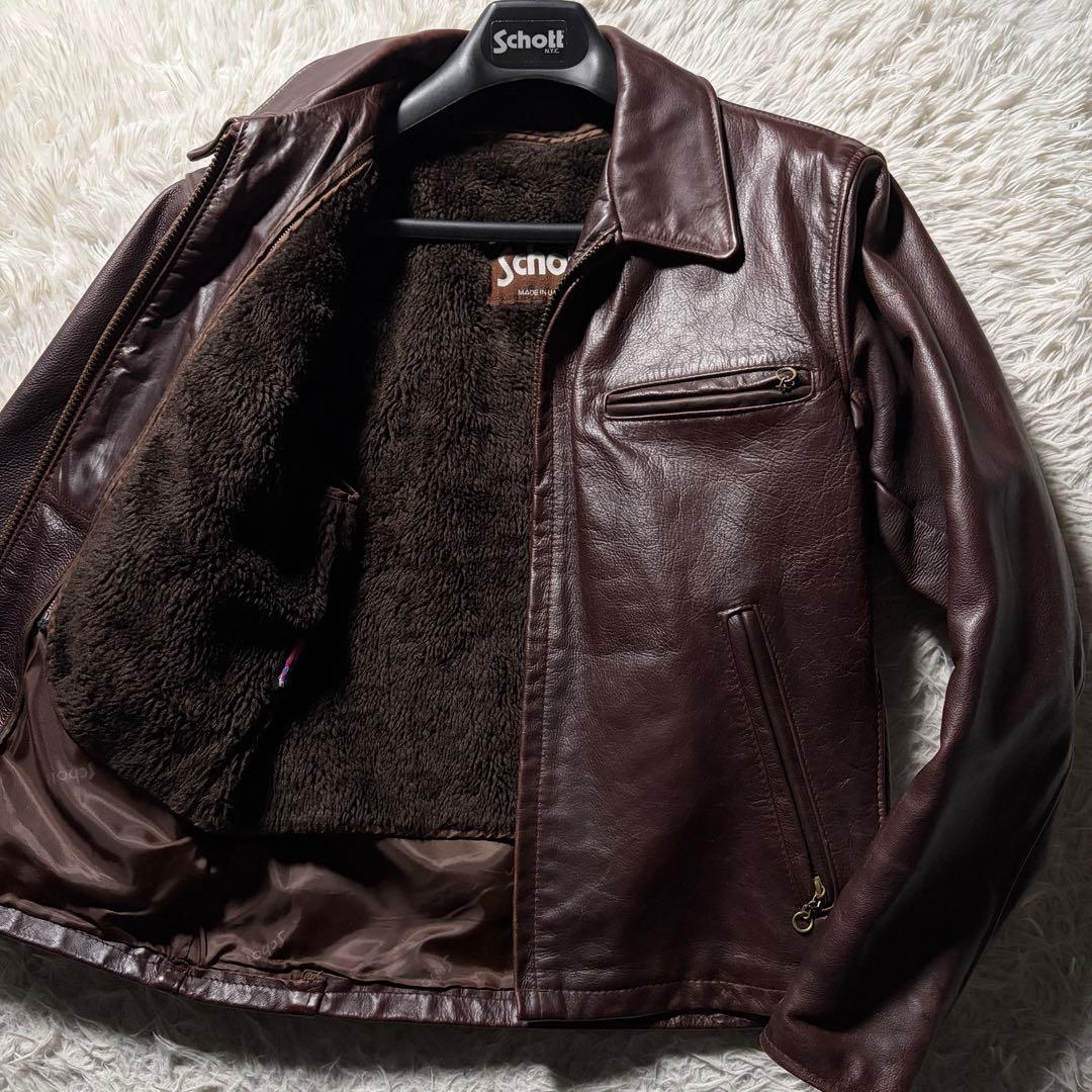 美品/希少✨schott トラッカージャケット　642VS 赤茶　本革　36