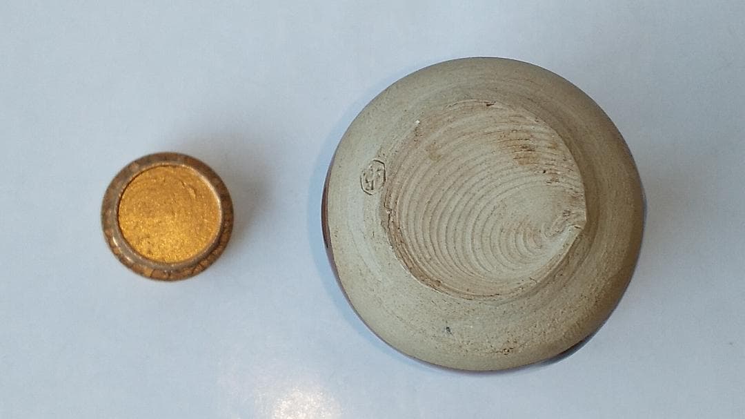 耳付茶入 京玉欽 作 仕覆 京焼 茶道具 共箱 美品 です。