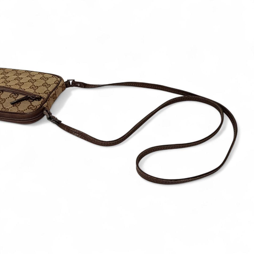 美品 正規品 グッチ ショルダーバッグ GGキャンバス スマホショルダー 肩掛け