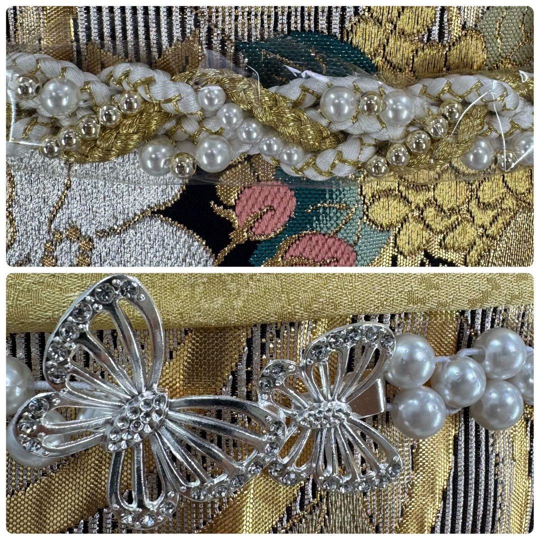 振袖フルセット　丸昌　地紋　金彩　金駒刺繍　成人式　白レースつけ袖付　正絹