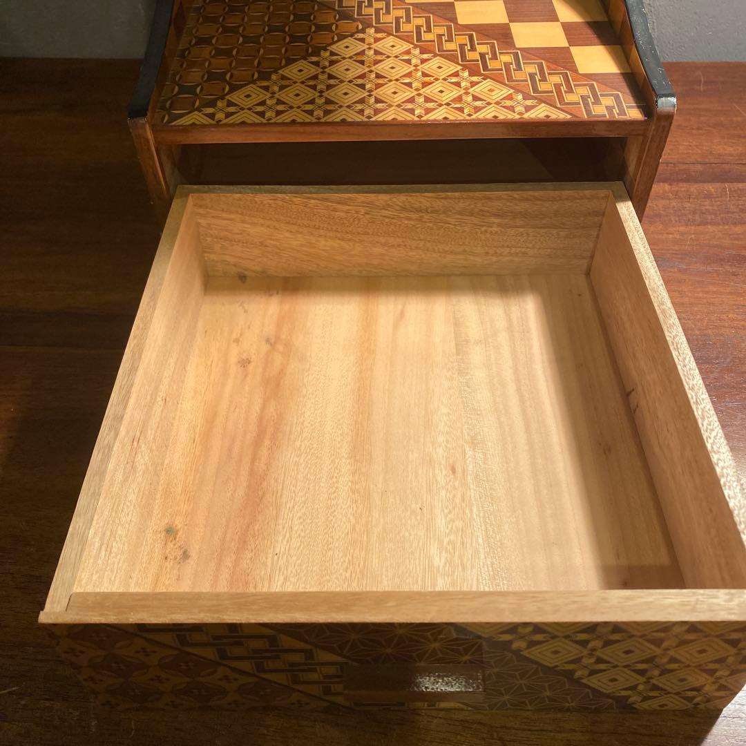 伝統工芸 寄木細工 小引き出し 棚付き ミニ箪笥 収納 小家具 レトロ