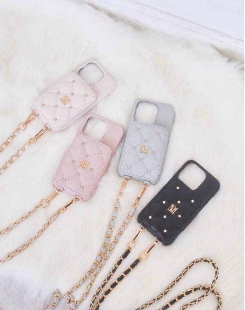 ロゼミューズ iPhone 14 キルティングケース ピンク