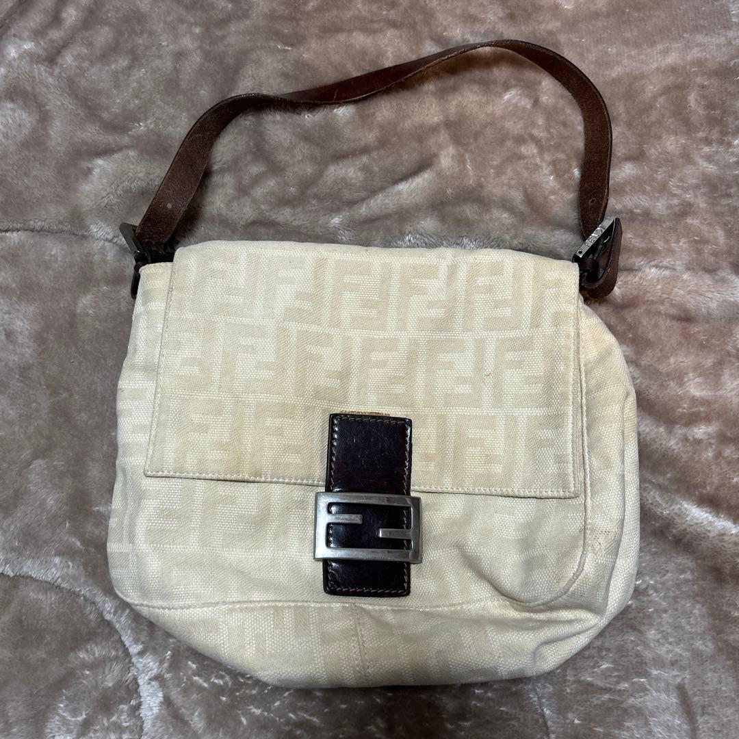 Fendi ベージュキャンバス ズッカ ハンドバッグ