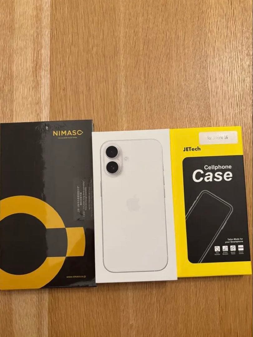 Apple iPhone 16 ホワイト 128gb ケース、強化フィルム付き