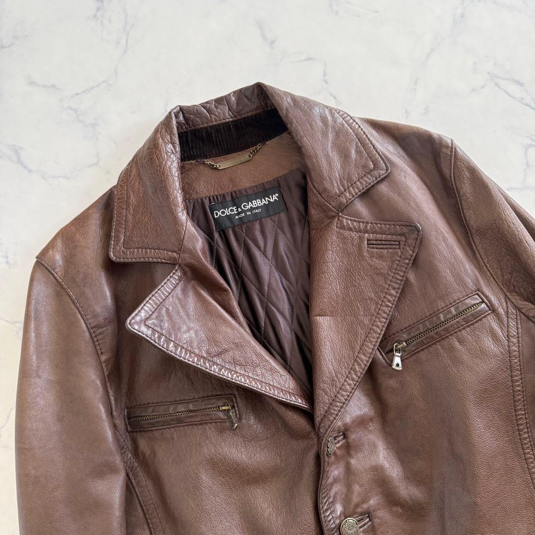 ドルチェアンドガッバーナ シングルライダース キルティング 牛革