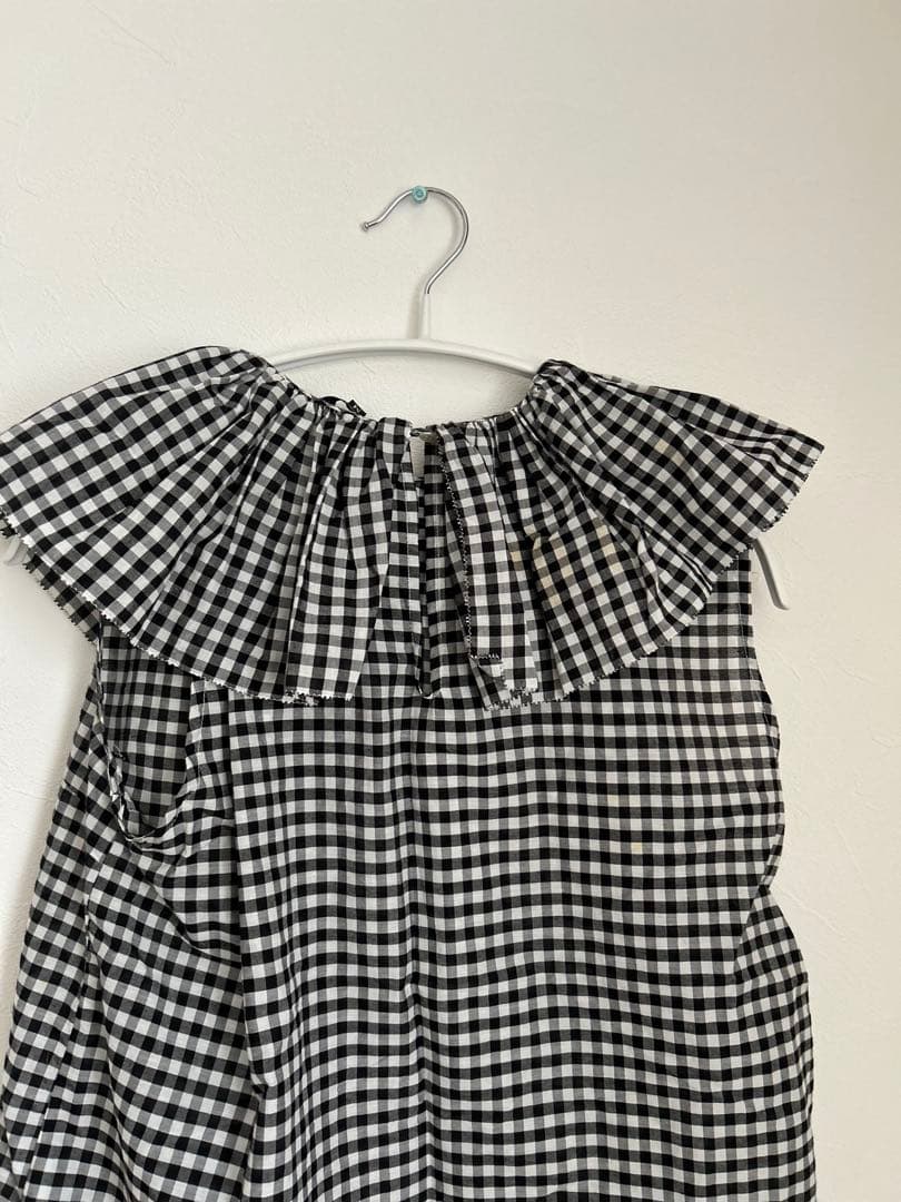 オールドマンズテーラー　ギンガムチェック　ピエロカラーブラウス　襟