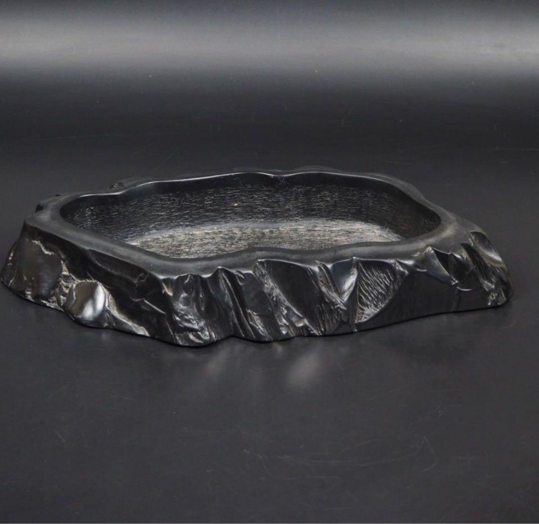 送料無料　時代物 　石彫り水盤　華道具茶道具