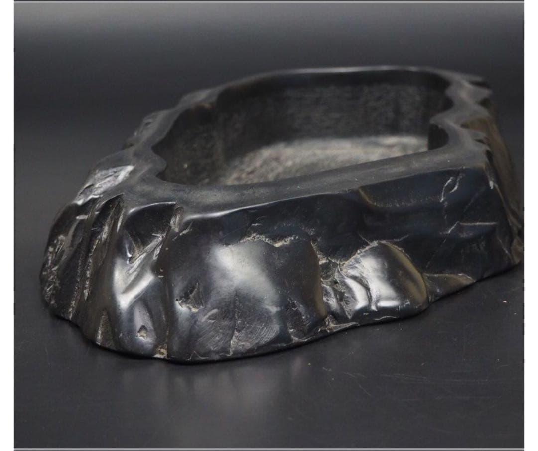 送料無料　時代物 　石彫り水盤　華道具茶道具