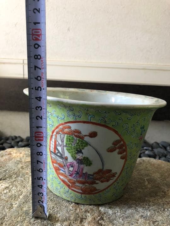 希少　南京絵鉢　南京鉢　岩松　イワヒバ　岩ヒバ　植木鉢　サボテン　アガベ