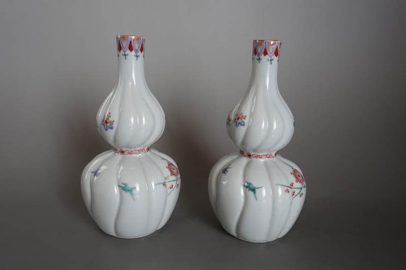 色絵花鳥文　瓔珞文　鳳凰文　神具　榊　花器　花瓶　酒器　徳利　２本　2425