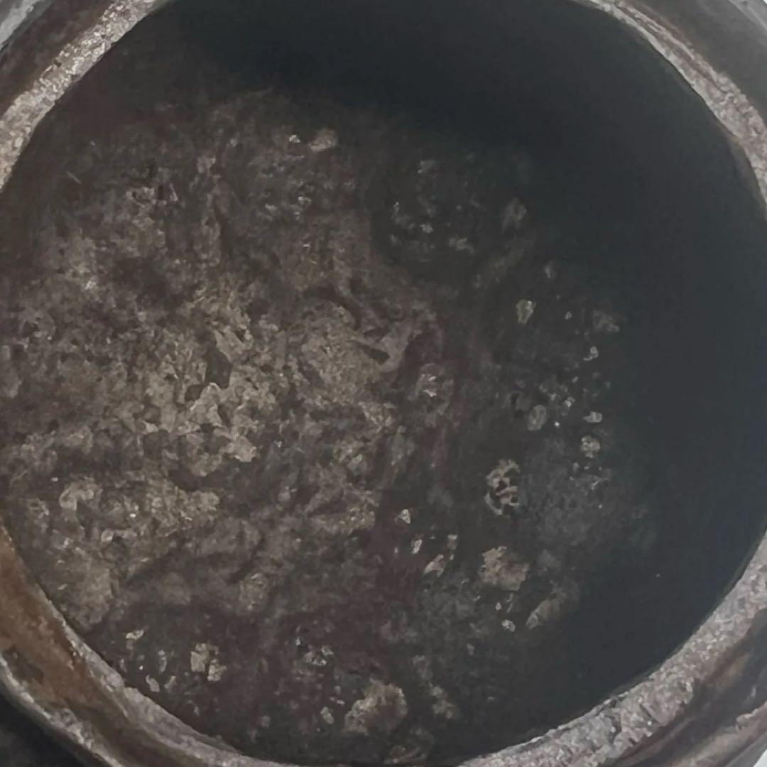 龍文堂造『安之介』　　　　　　　　　　　鉄瓶急須 龍と蛙　時代物　鉄煎茶道具