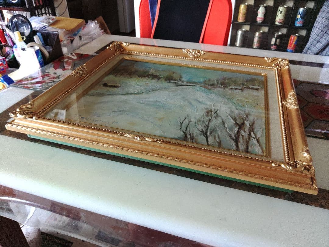 神野正保画伯　白亜会会員　大山雪河原　油彩画　油絵　優しい絵画　暖かみのある絵