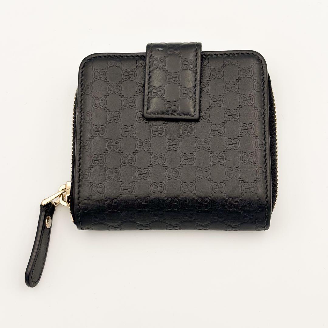 GUCCI　二つ折り 財布　マイクロ グッチ シマ　ラウンドファスナー