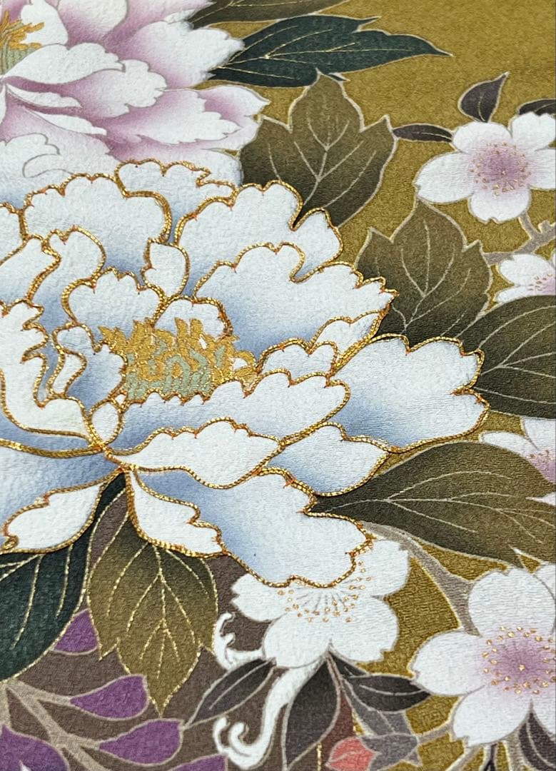 振り袖　フルセット　別誂長襦袢付金彩加工　刺繍入り　成人式　個性的　山吹色680